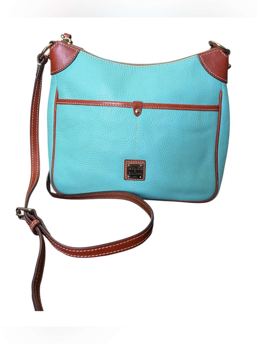 Dooney & Bourke Mint Pebbled Leather Kimberly Crossbody Bag With Brown Trim